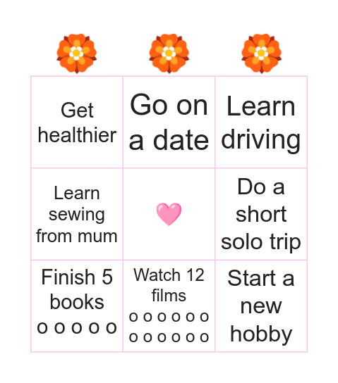 ✨ 2026 GOALS ✨ Bingo Card