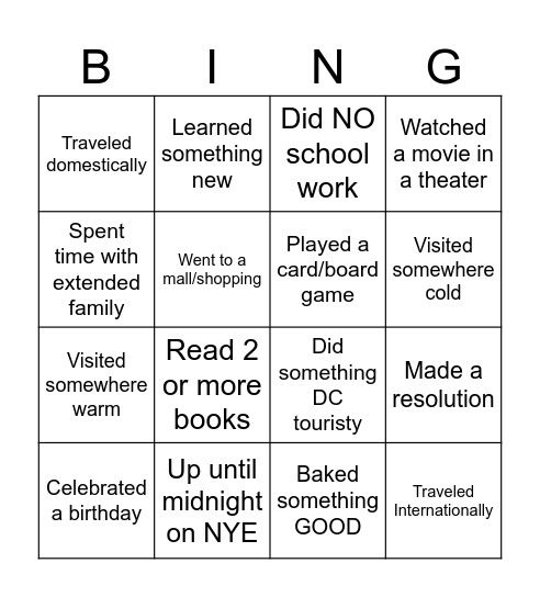 New Years BING Bingo Card