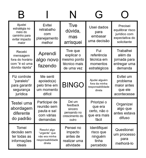 Bingo Jurídico Compliance Bingo Card