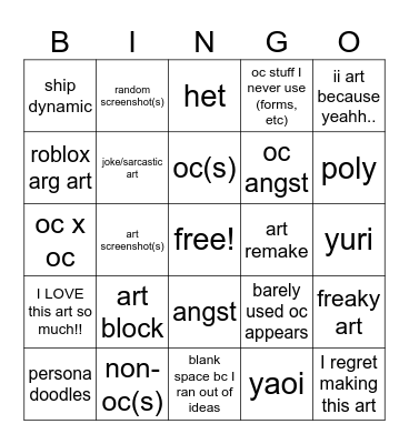 sea's totally awesome art bingo Card