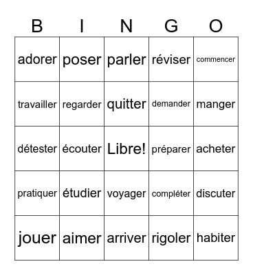 French Bingo Card