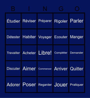 French Bingo Card