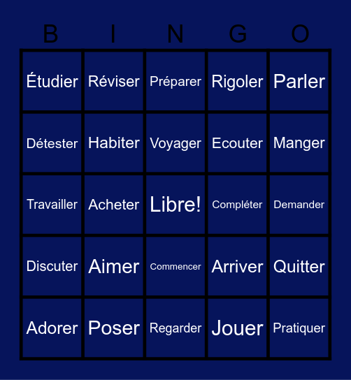 French Bingo Card