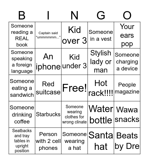 Airport Bingo Card