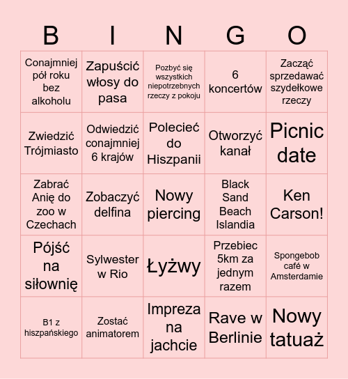 2026 Bingo Card