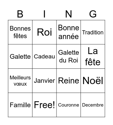 French holidays Bingo Card