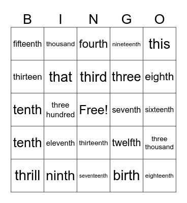 TH BINGO: This is the most thrilling thing that I have seen! Bingo Card