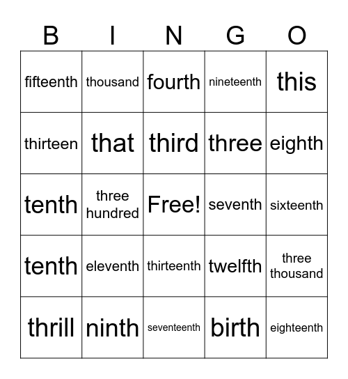 TH BINGO: This is the most thrilling thing that I have seen! Bingo Card