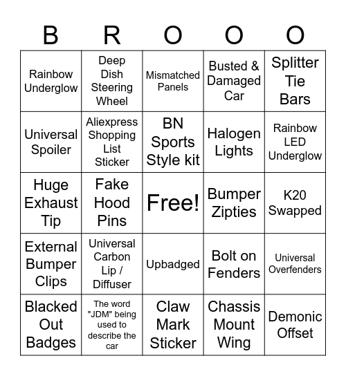 binghole whip Bingo Card
