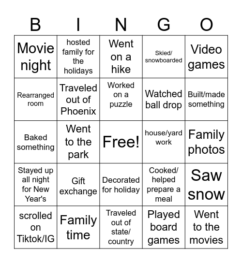 Back from Break BINGO Card