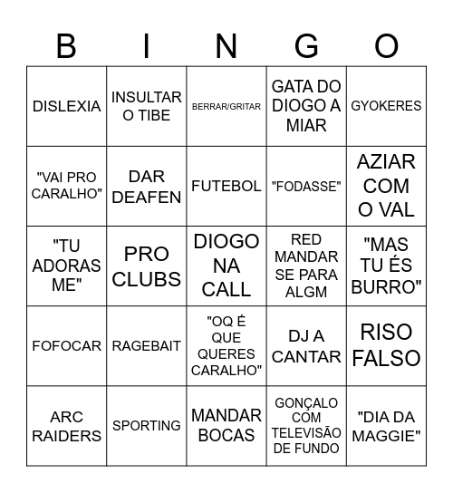 BINGO DO REINO VERMELHO Bingo Card
