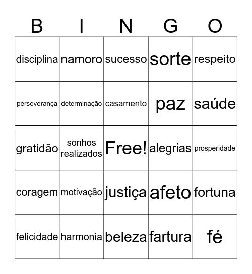 BINGO DOS DESEJOS Bingo Card