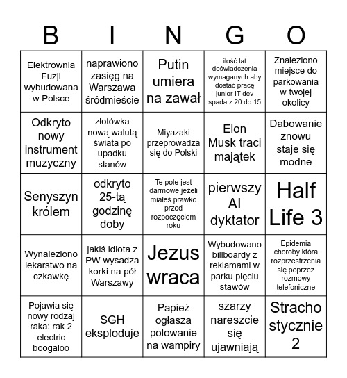 2026 Bingo Card
