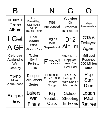 2026 Bingo Card