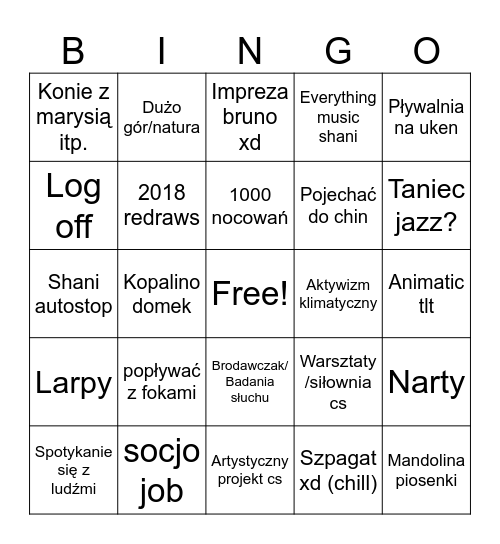 Bingo 2026 Bingo Card
