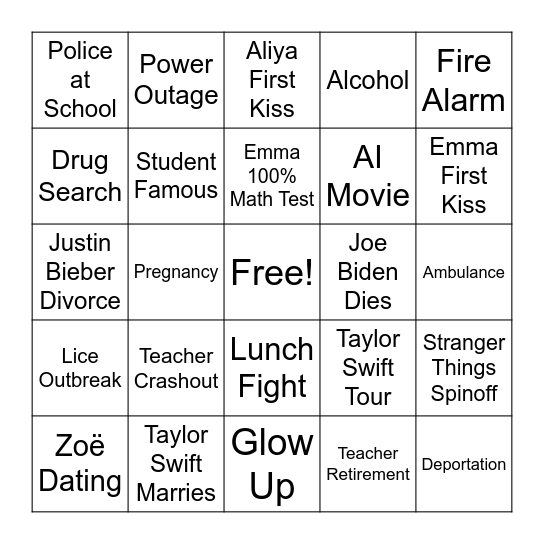 2026 Bingo Card