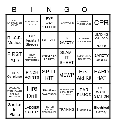 ASSA ABLOY Safety Week Bingo Card