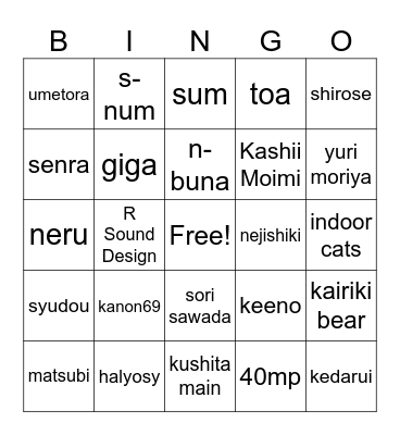 mhmm produser next album senra Bingo Card