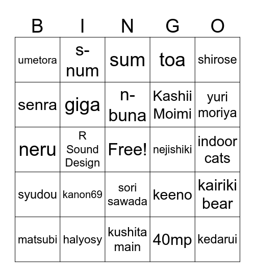 mhmm produser next album senra Bingo Card