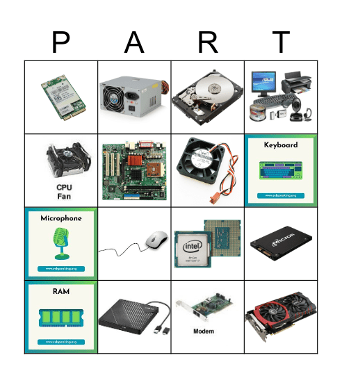 Computer Parts Bingo Card