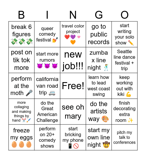 2026 Bingo Card