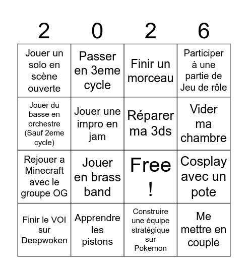 Bingo 2026 Bingo Card
