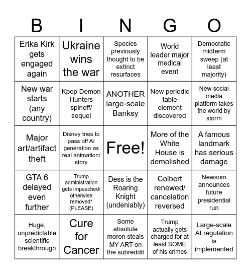 2026 Bingo Card