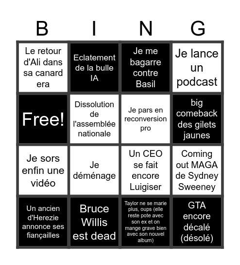 Mon Bingo 2026 Bingo Card