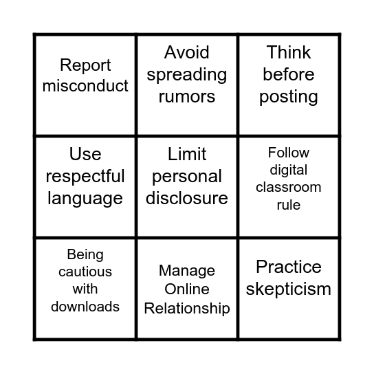 Noah's Digital Bingo Card
