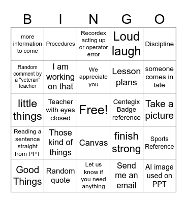 Untitled Bingo Card