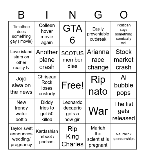 2026 Bingo Card