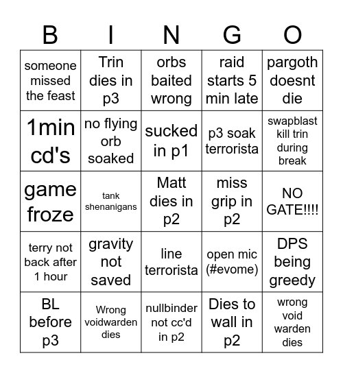 dimi p3 Bingo Card