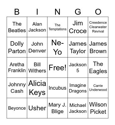 Music Bingo Card