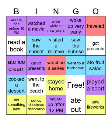 Vacation Bingo Card