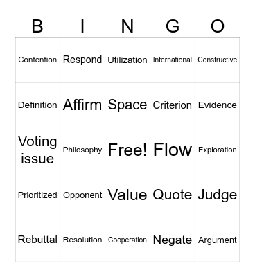Lincoln-Douglas Debate Bingo Card