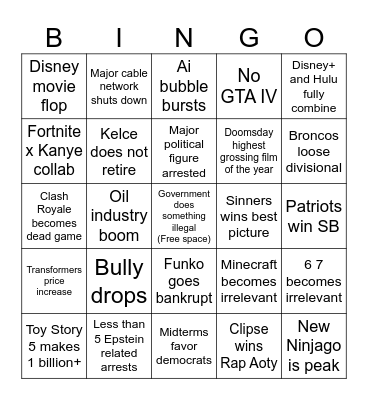 2026 bingo card Bingo Card