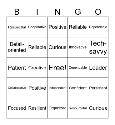 Transferrable Skills BINGO Card
