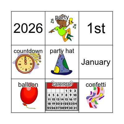 New Year 2026 Bingo Card