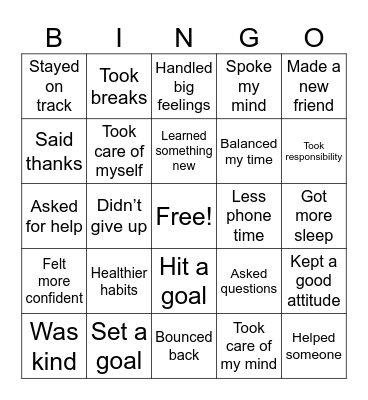 2025 Accomplishments Bingo Card