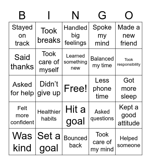 2025 Accomplishments Bingo Card
