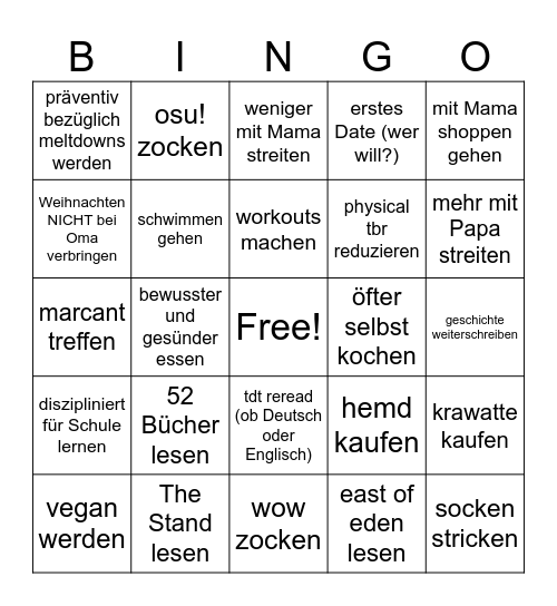 loam bingo Card