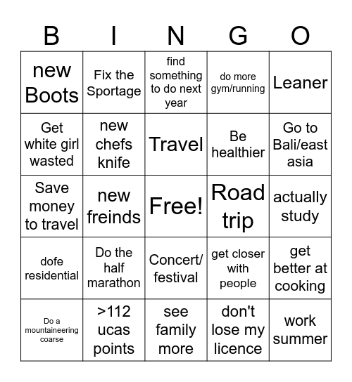 Bingo card 2026 Bingo Card