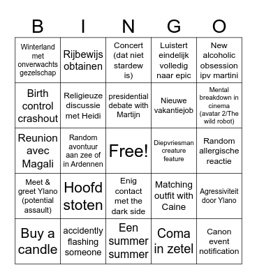 Gay Bingo Meye Bingo Card