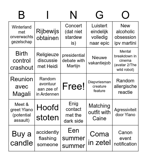 Gay Bingo Meye Bingo Card