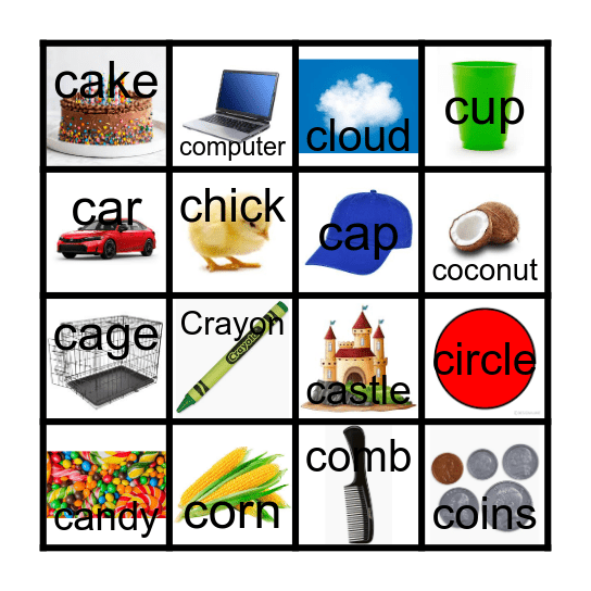 Letter C Bingo Card