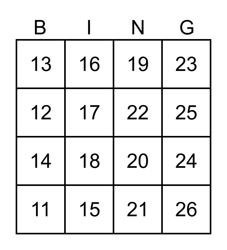Review Bingo Card