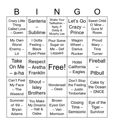 Bar Anthems & Crowd Chaos Bingo Card