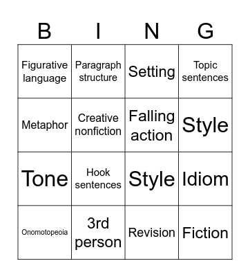 CW Final Exam Bingo Card