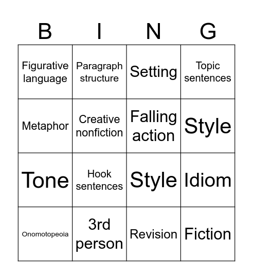 CW Final Exam Bingo Card