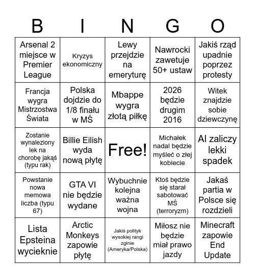 2026 bingo Card